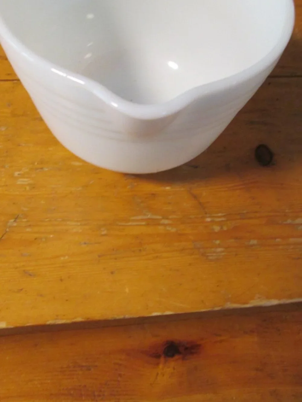 Milk Glass beehive batter bowl with spout